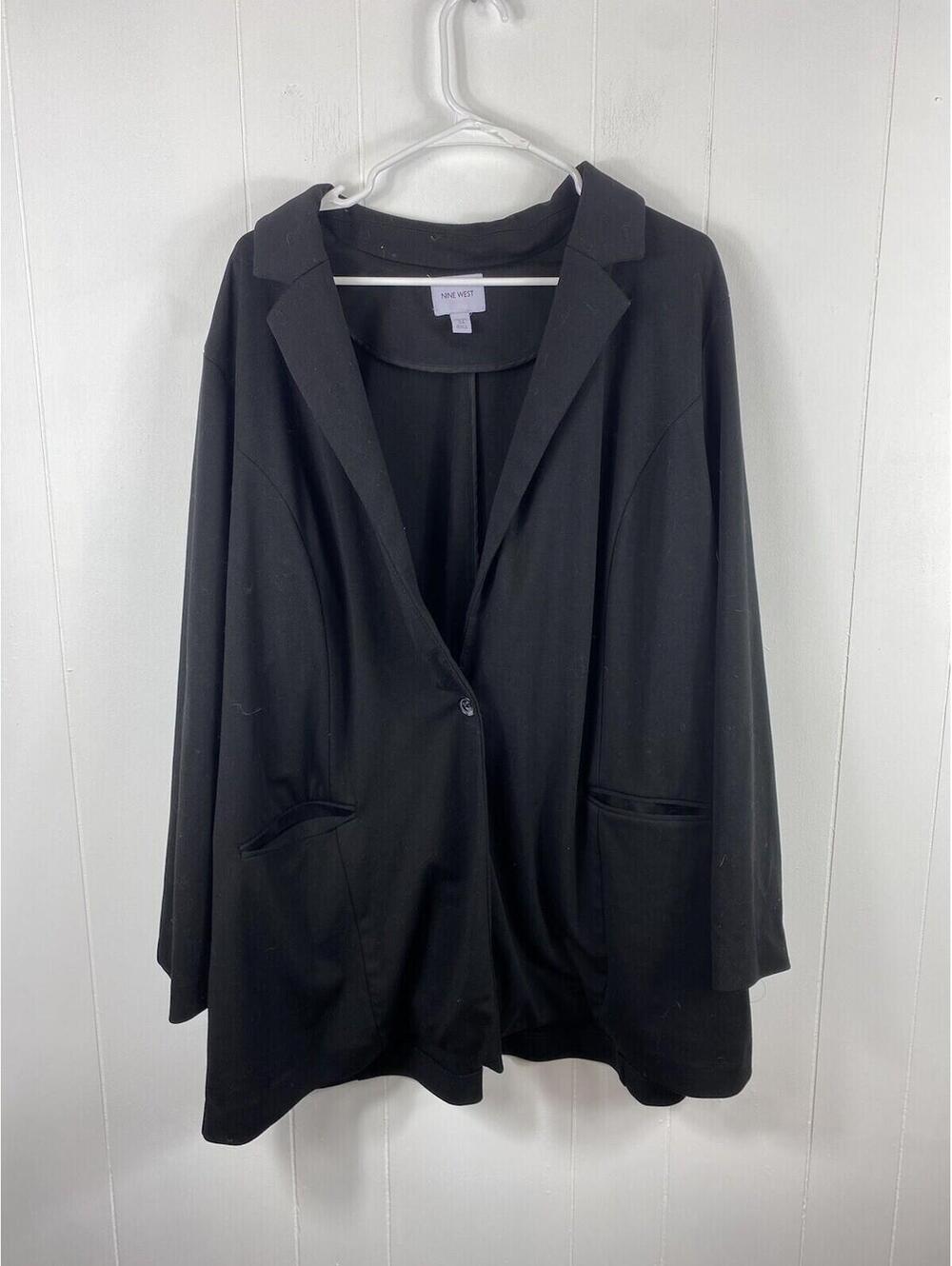 Nine West Notch-Collar Jacket Black Plus Size 3X Stretch Comfort Office Career